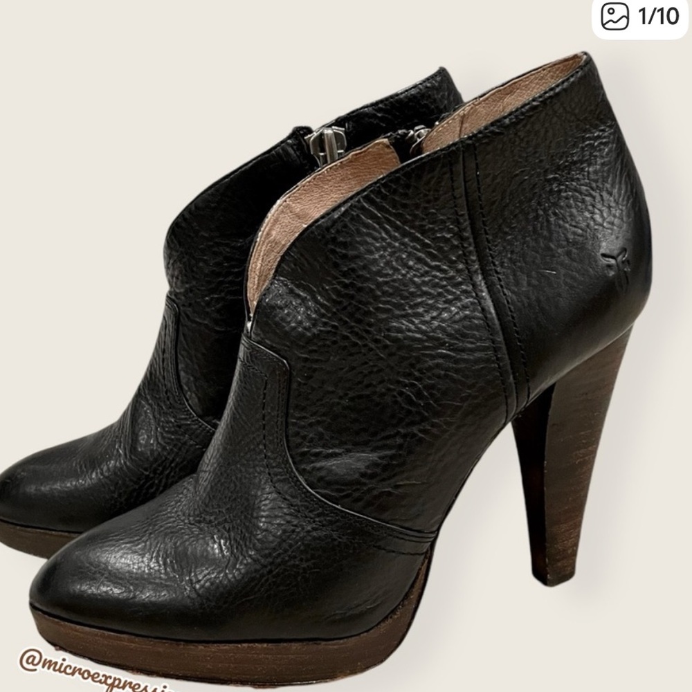 Frye Black Leather Ankle Booties - Campus Marlow